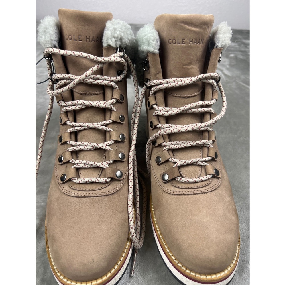 Cole Haan GrandExplore Waterproof Shearling Hiking Boots Tan Nubuck Womens‎ 9